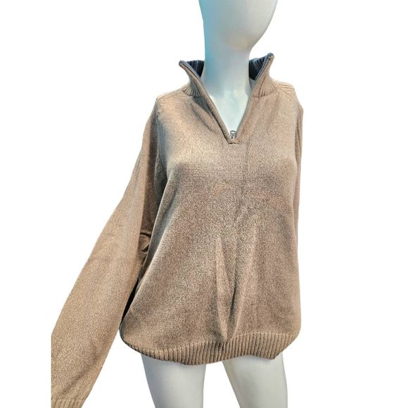 Columbia Tan Quarter Zip Pullover Men's Sz Large Fall Winter - Picture 2 of 8